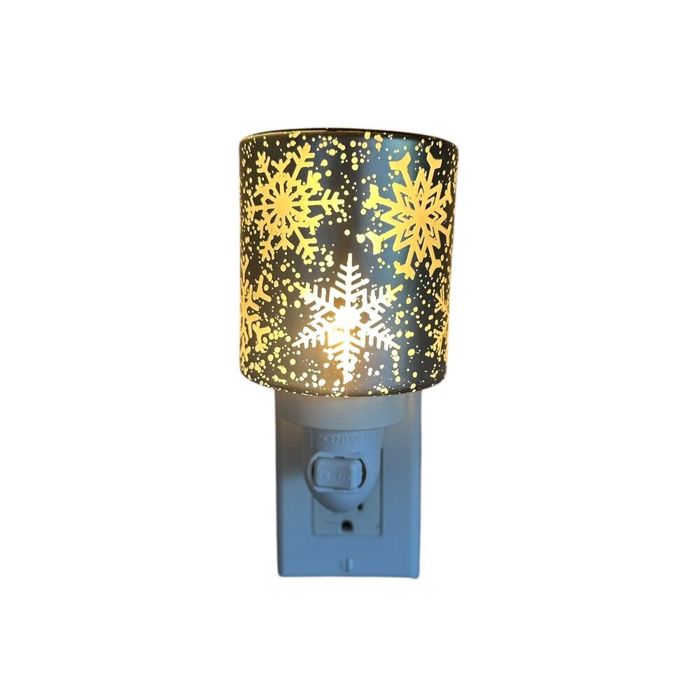 Scentsy Home Silver Falling Snowflakes Wall Plug In Mini Wax Warmer Night Light